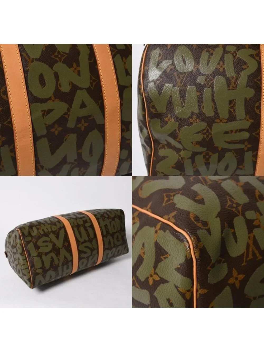 Louis Vuitton Monogram Graffiti Keepall 50 Brown Khaki Gold